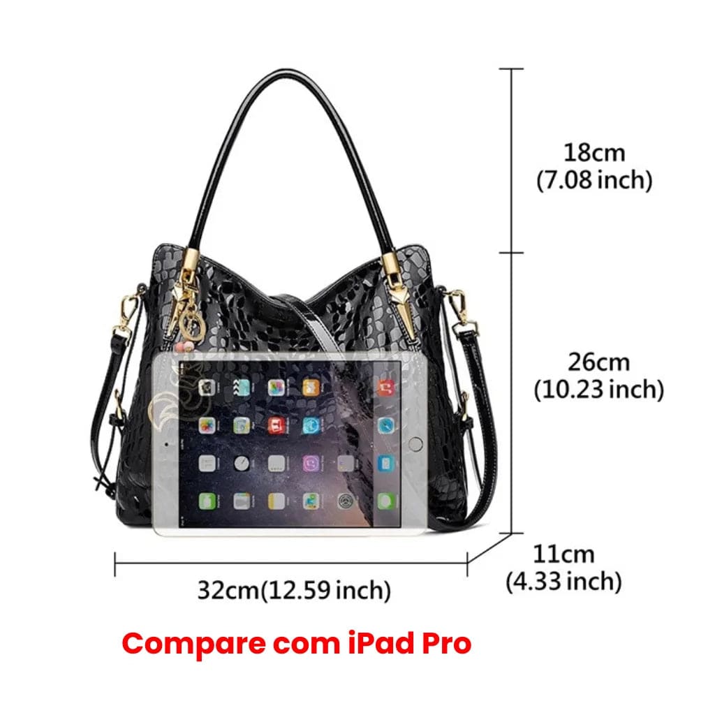 BOLSA FEMININA EM COURO GENNUÍNO FOXER – MODELO BLACK ROYALE