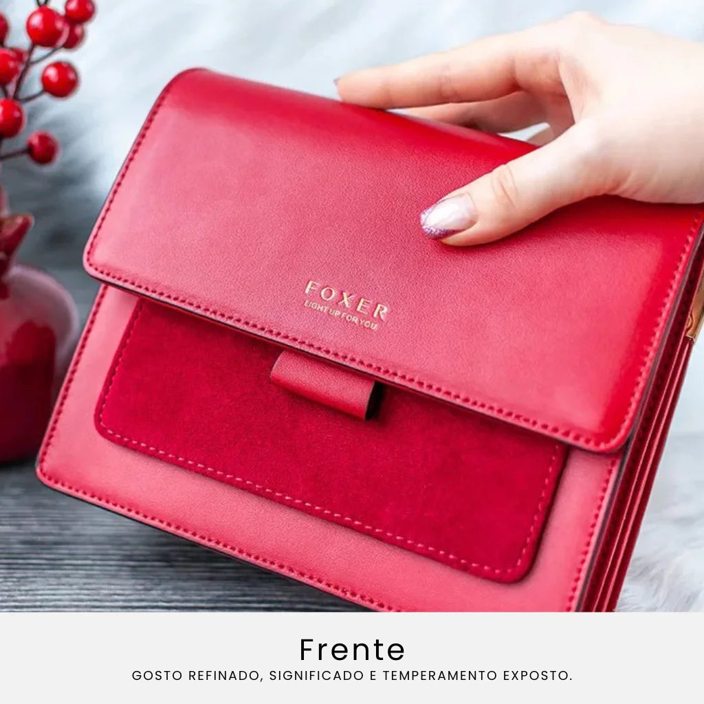 Bolsa Feminina Transversal Foxer Feita em couro Legítimo Modelo SolphRed