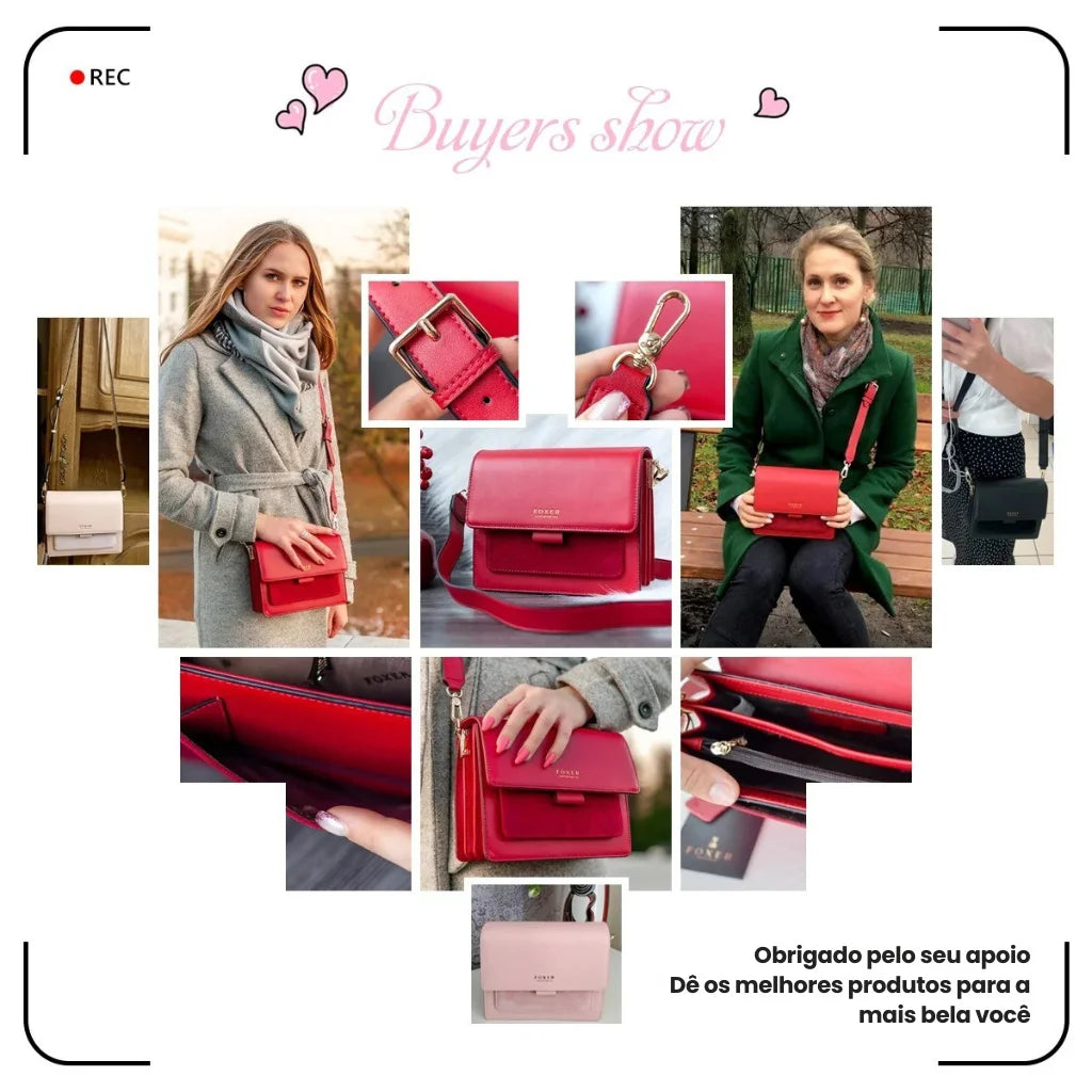 Bolsa Feminina Transversal Foxer Feita em couro Legítimo Modelo SolphRed