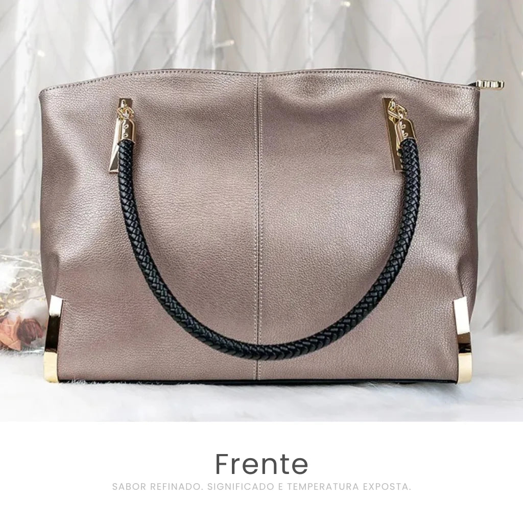 BOLSA FEMININA EM COURO LEGÍTIMO FOXER MODELO VELLUTO  GRAY