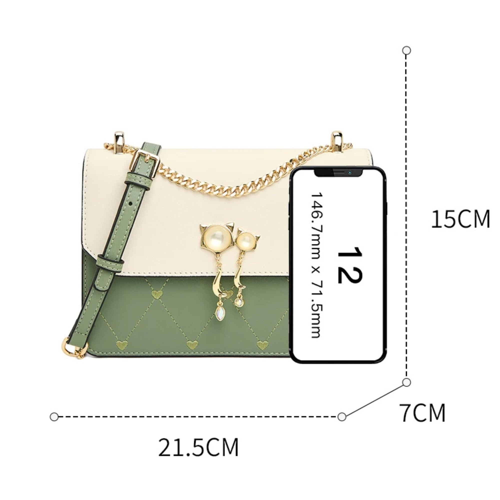 Bolsa Feminina Foxer Transversal Modelo Bella Duo Charm – Elegância Bicolor com Detalhe de Pérolas