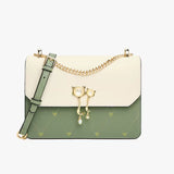 Bolsa Feminina Foxer Transversal Modelo Bella Duo Charm – Elegância Bicolor com Detalhe de Pérolas