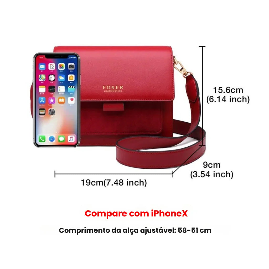 Bolsa Feminina Transversal Foxer Feita em couro Legítimo Modelo SolphRed