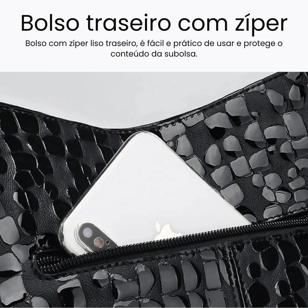 BOLSA FEMININA EM COURO GENNUÍNO FOXER – MODELO BLACK ROYALE