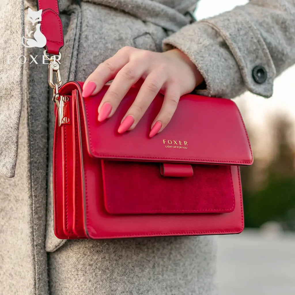Bolsa Feminina Transversal Foxer Feita em couro Legítimo Modelo SolphRed