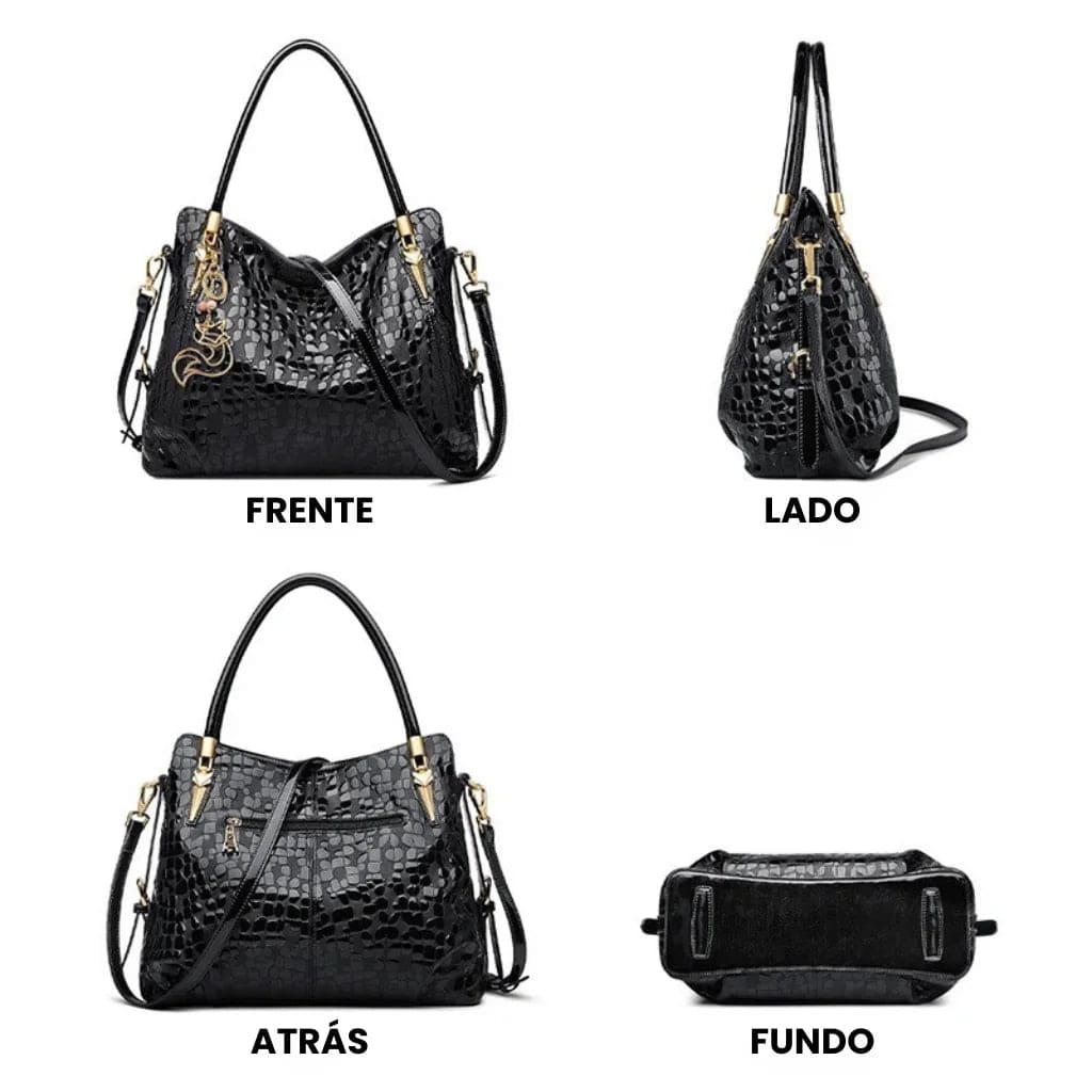 BOLSA FEMININA EM COURO GENNUÍNO FOXER – MODELO BLACK ROYALE