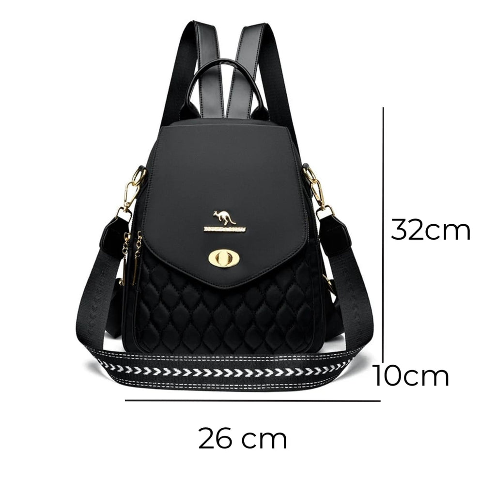 MOCHILA FEMIINA FEITA EM COURO REFINADO MODELO BELLA LUXE BLACK