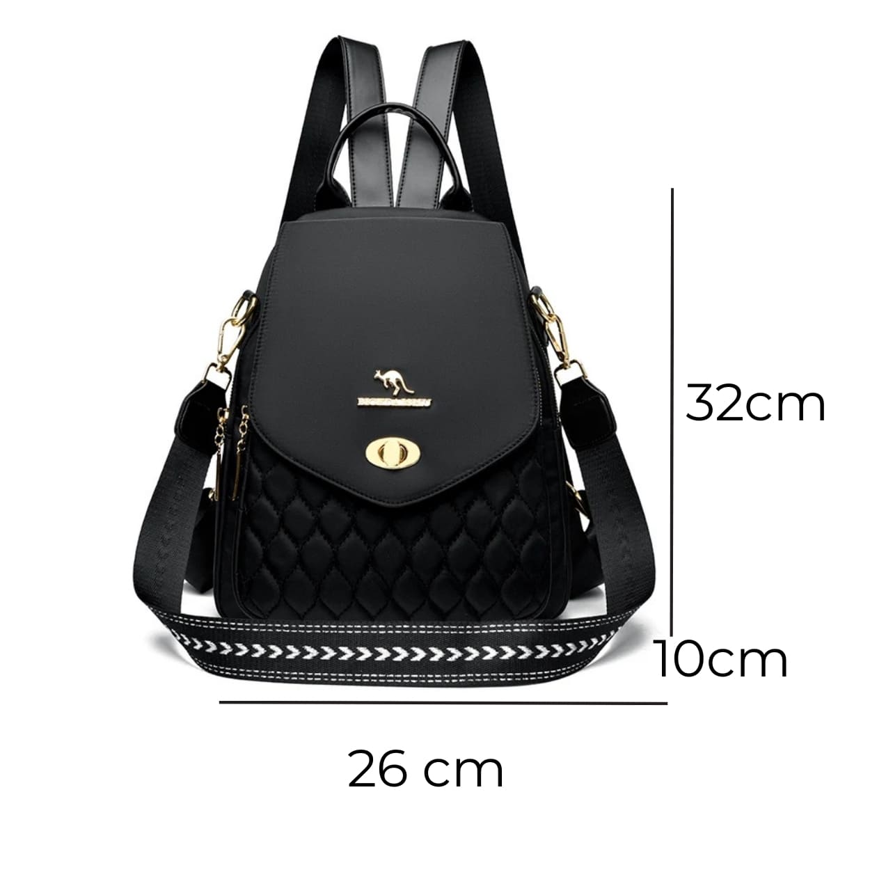 MOCHILA FEMIINA FEITA EM COURO REFINADO MODELO BELLA LUXE BLACK