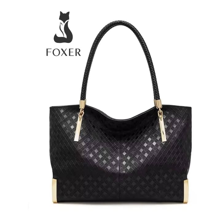 Bolsa Feminina FOXER  feita Em Couro Genuíno Modelo Lux Diamond Black
