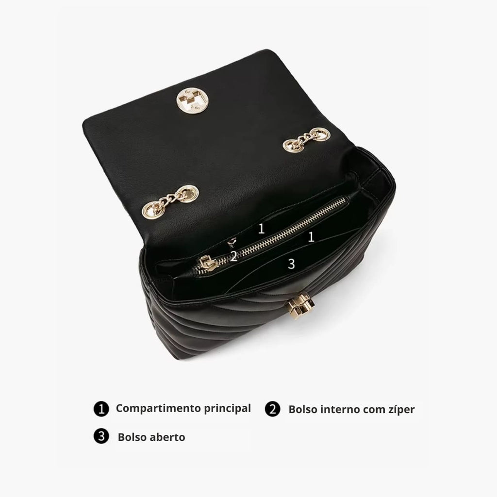 BOLSA FEMININA FOXER MODELO LUXE FLAP BLACK