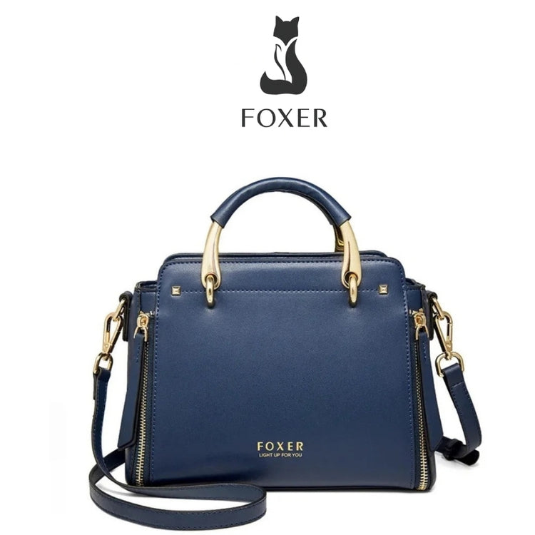 BOLSA FEMIINA EM COURO FOXER MODELO PRESTIGE CABAS BLUE