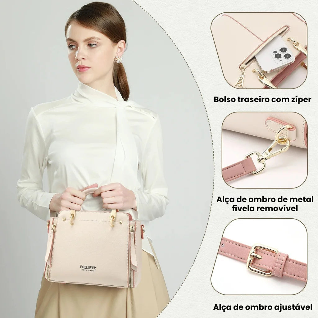 BOLSA FEMIINA EM COURO FOXER MODELO PRESTIGE CABAS WHAIT