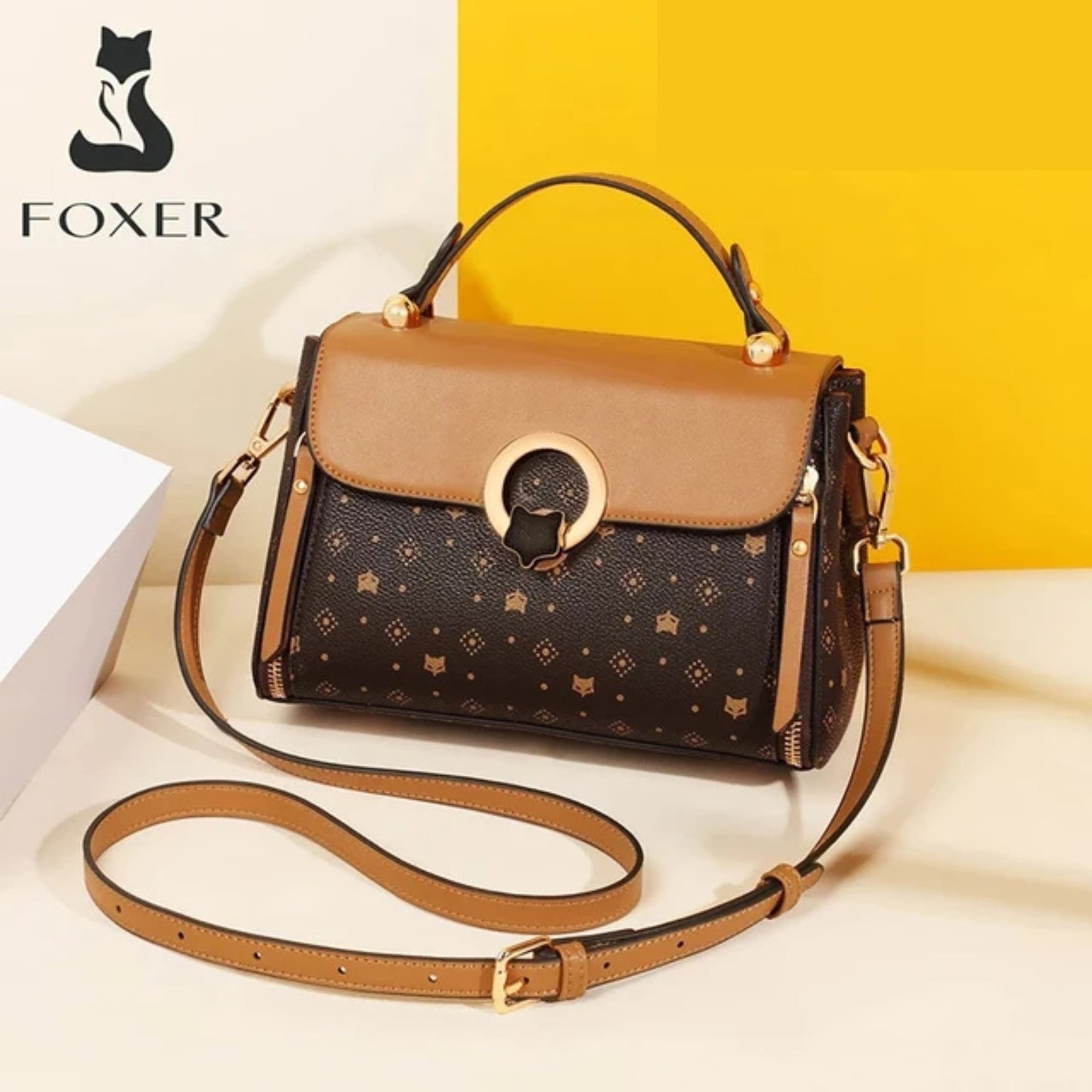 Bolsa Feminina Transversal Foxer Feita Em Couro Legítimo  Modelo Vintage Lux