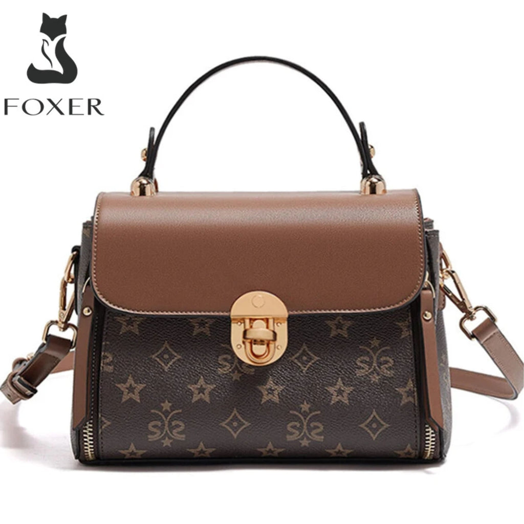 Bolsa Feminina Transversal Foxer Feita Em Couro Legítimo  Modelo Vintage Lux