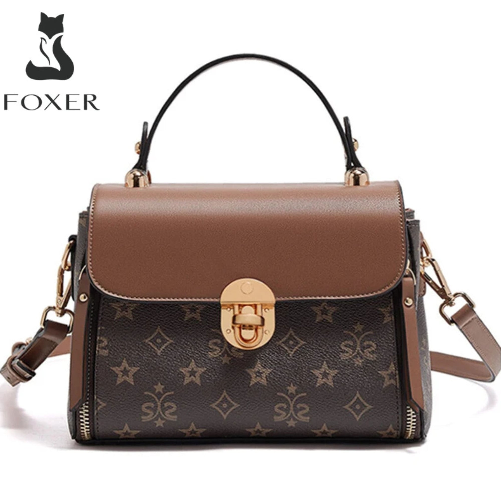 Bolsa Feminina Transversal Foxer Feita Em Couro Legítimo  Modelo Vintage Lux