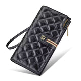 CARTEIRA FEMININA LONGA FEITA EM COURO GENUÍNO MODELO  SARAH NOIR BLACK – LINHA WILLIAM POLO