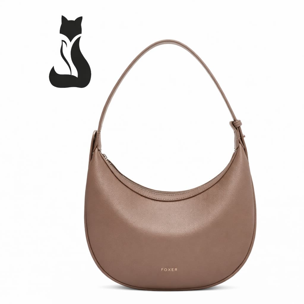 BOLSA FEMININA DE OMBRO FOXER FEITA EM COURO LEGÍTIMO MODELO LUNÉRA BROWN
