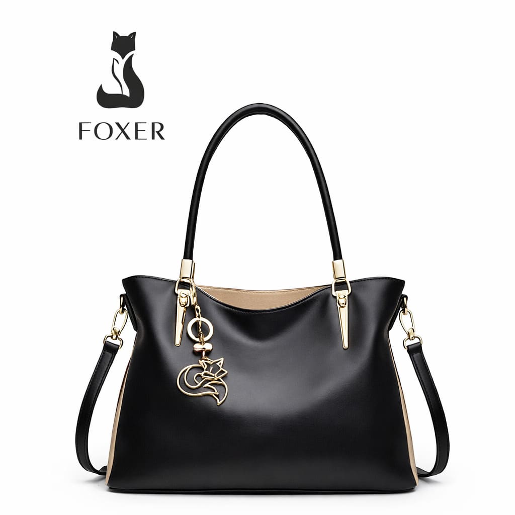 BOLSA FEMININA fOXER FEITA EM COURO GENUÍNO MODELO  BELLA VALLÉE  BLACK