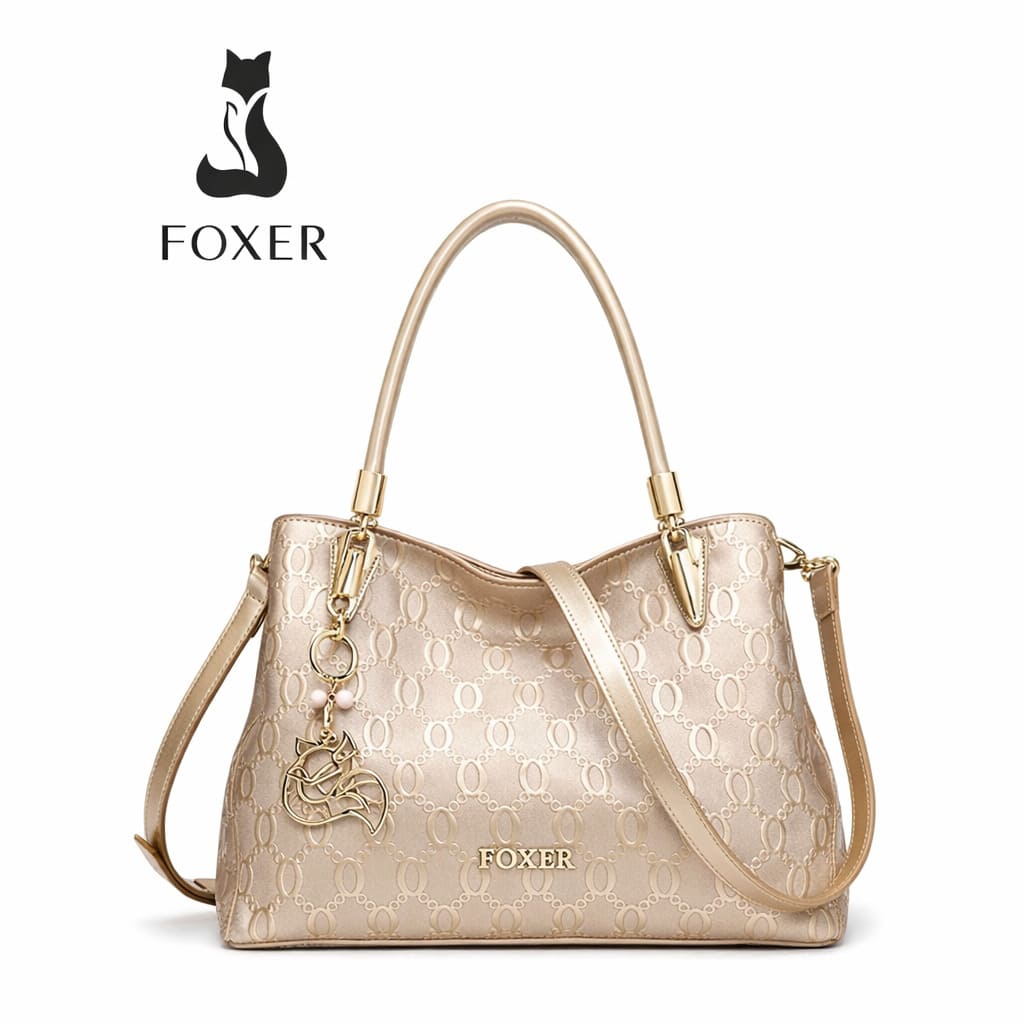 BOLSA FEMININA FOXER TRANVERSAL FEITA EM  COURO GENUÍNO MODELO ALMA GOLDEN