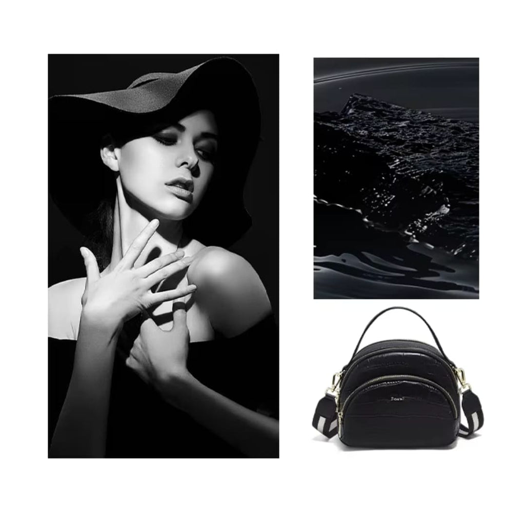 BOLSA FEMININA FOXER FEITA EM COURO GEMUÍNO MODELO RIVELLE BLACK