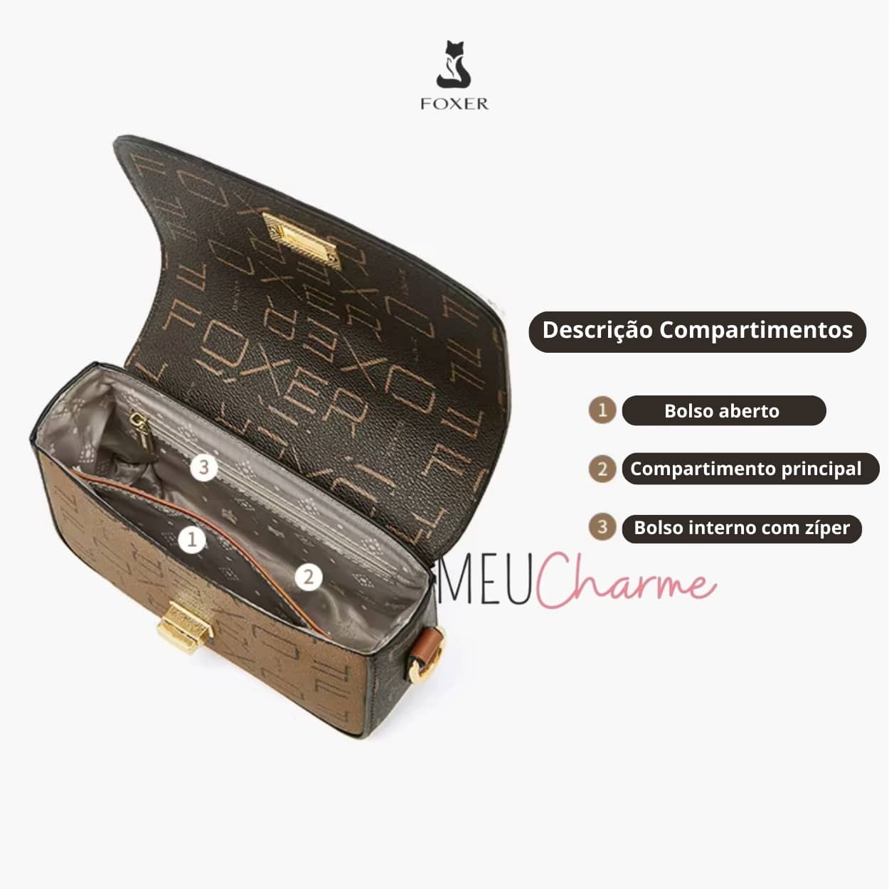 BOLSA TRANSVERSAL FOXER MODELO LADY BROWN