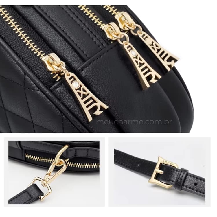 BOLSA FEMININA FOXER FEITA EM COURO MODELO JOLIE BLACK– LINHA PREMIUM