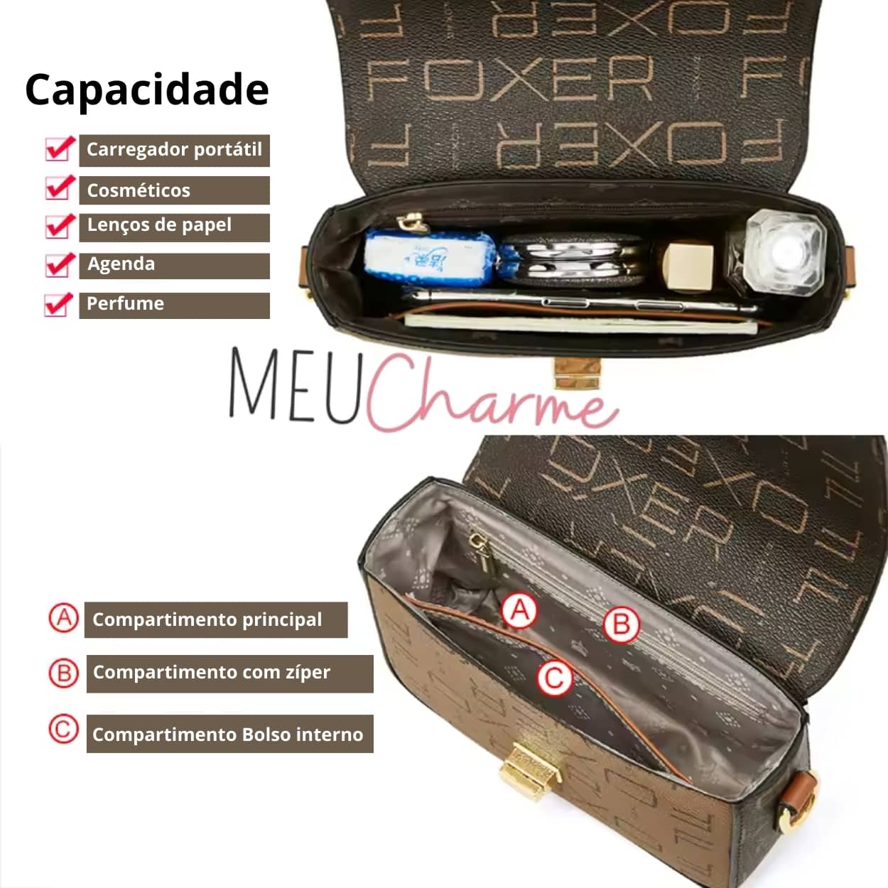 BOLSA TRANSVERSAL FOXER MODELO LADY BROWN