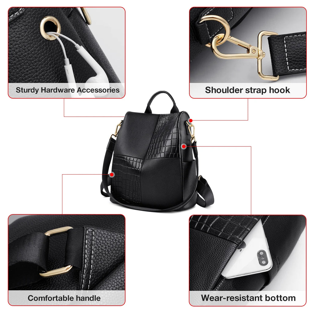 FOXER Women's Backpack Large Capacity Travel Rucksack Ladies Soft Split Leather Business Satchel Female Casual Shoulder Bags