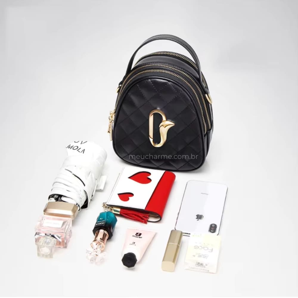 BOLSA FEMININA FOXER FEITA EM COURO MODELO JOLIE BLACK– LINHA PREMIUM