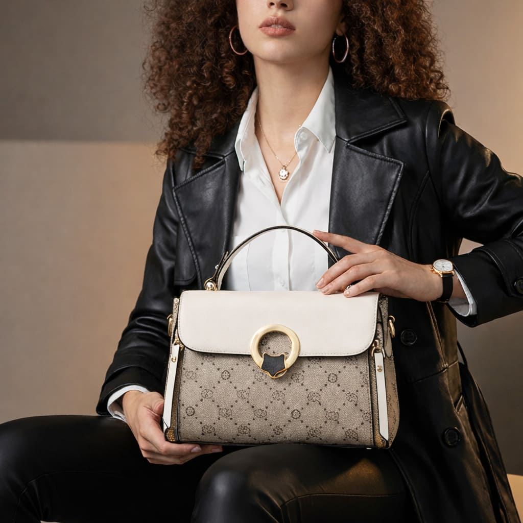 BOLSA FEMININA FOXER FEITA EM COURO REFINADO MODELO CÉLINEA GRAY