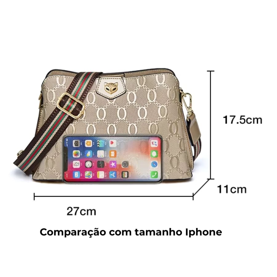 BOLSA FEMININA EM COURO TRANSVERSAL FOXER MODELO DAUPHINE BEGE