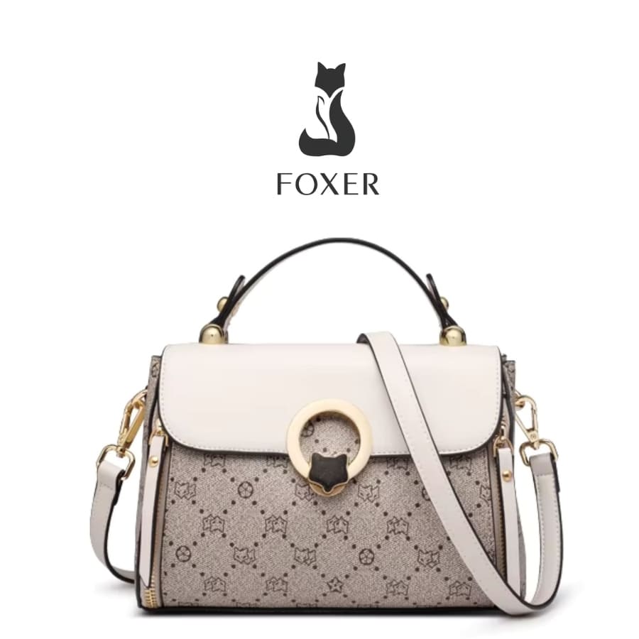 BOLSA FEMININA TRANSVERSAL FOXE FEITA R EM COURO MODELO VINTAGE WHITE