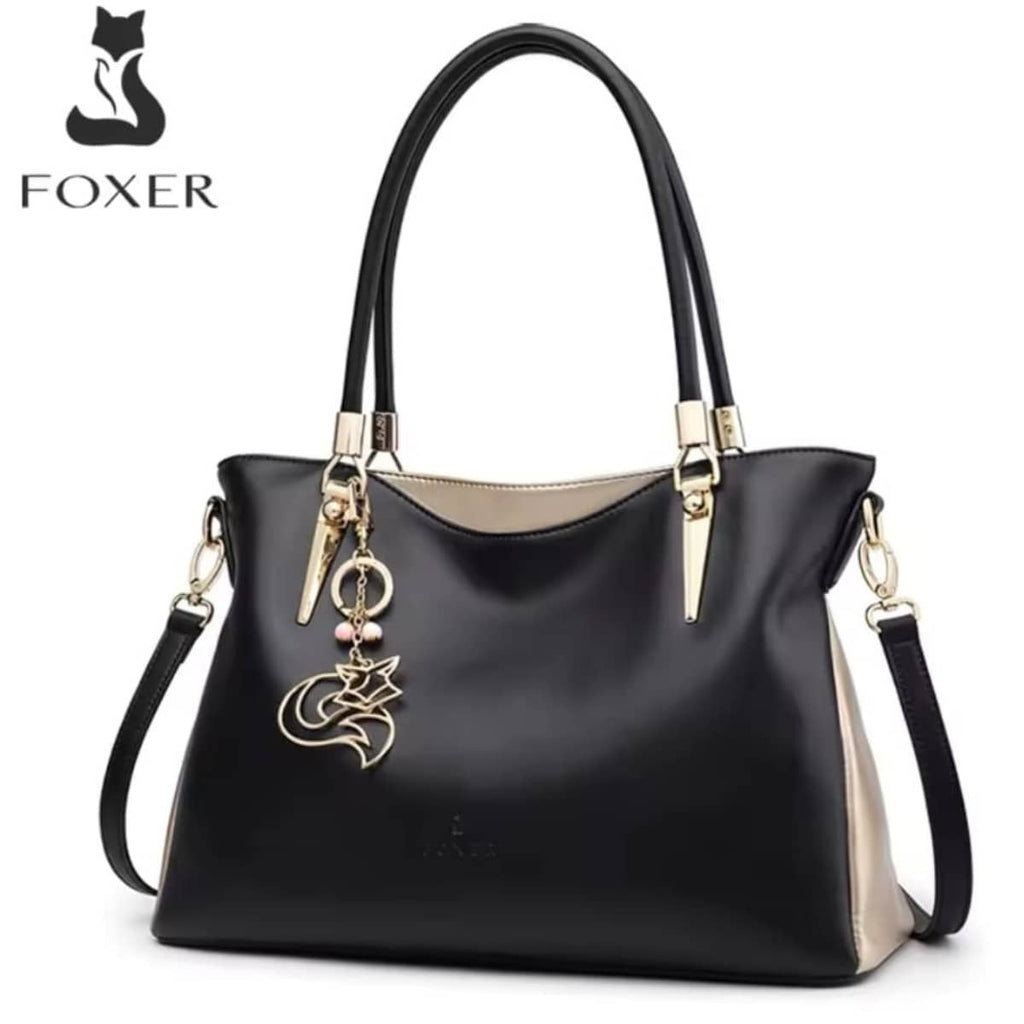 BOLSA FEMININA fOXER FEITA EM COURO GENUÍNO MODELO  BELLA VALLÉE  BLACK