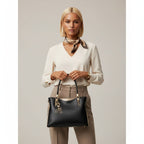 BOLSA FEMININA fOXER FEITA EM COURO GENUÍNO MODELO  BELLA VALLÉE  BLACK