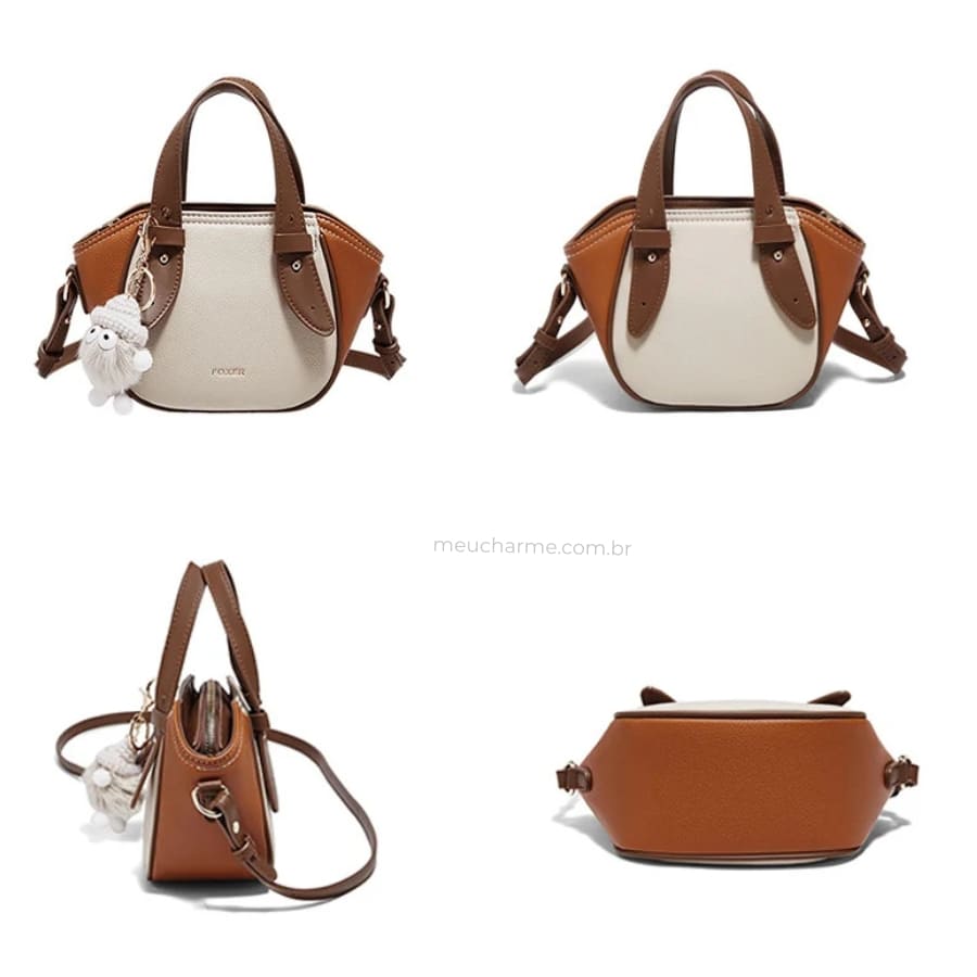 BOLSA FEMININA TRANSVERSAL FOXER FEITA EM COURO  MODELO VÉRONA OFF WHITE