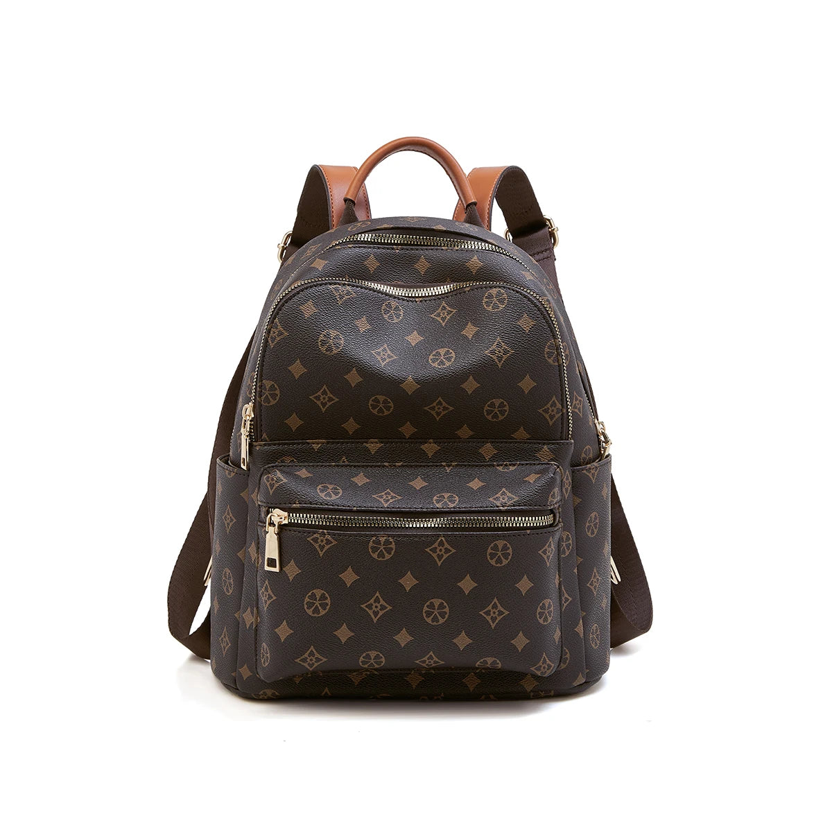 FOXER Women Backpack Signature PVC Printing Fashion Backpack Lady Travel Rucksack Female Retro Monogram Business Laptop Backpack