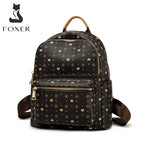 FOXER Women Backpack Signature PVC Printing Fashion Backpack Lady Travel Rucksack Female Retro Monogram Business Laptop Backpack