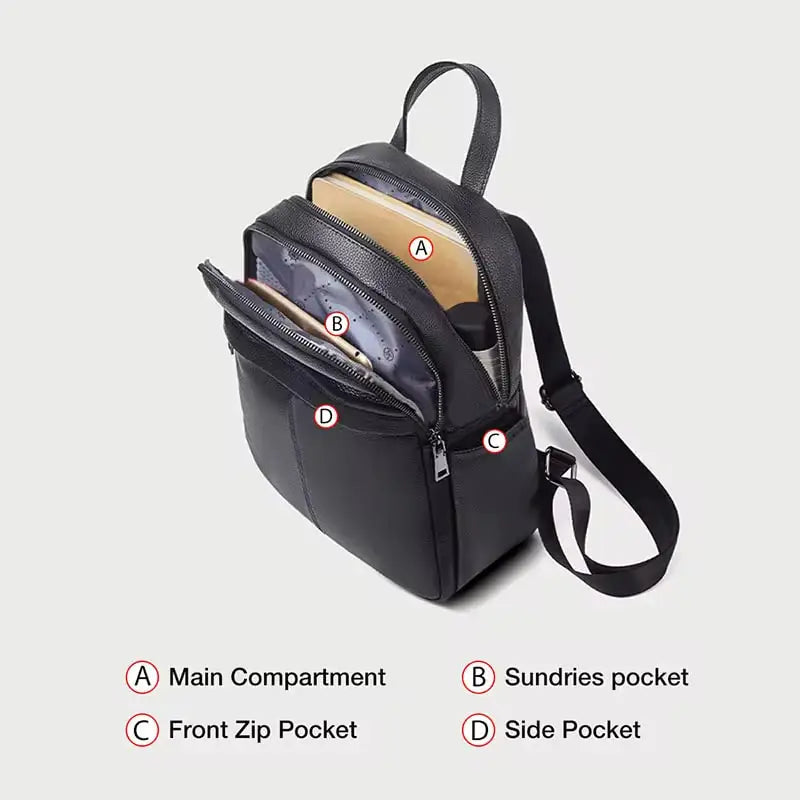 FOXER Women's Split Leather Multi-Function Backpack Lady Vintage Phone Pouch Pack Female School Bags High Quality Travel Bagpack