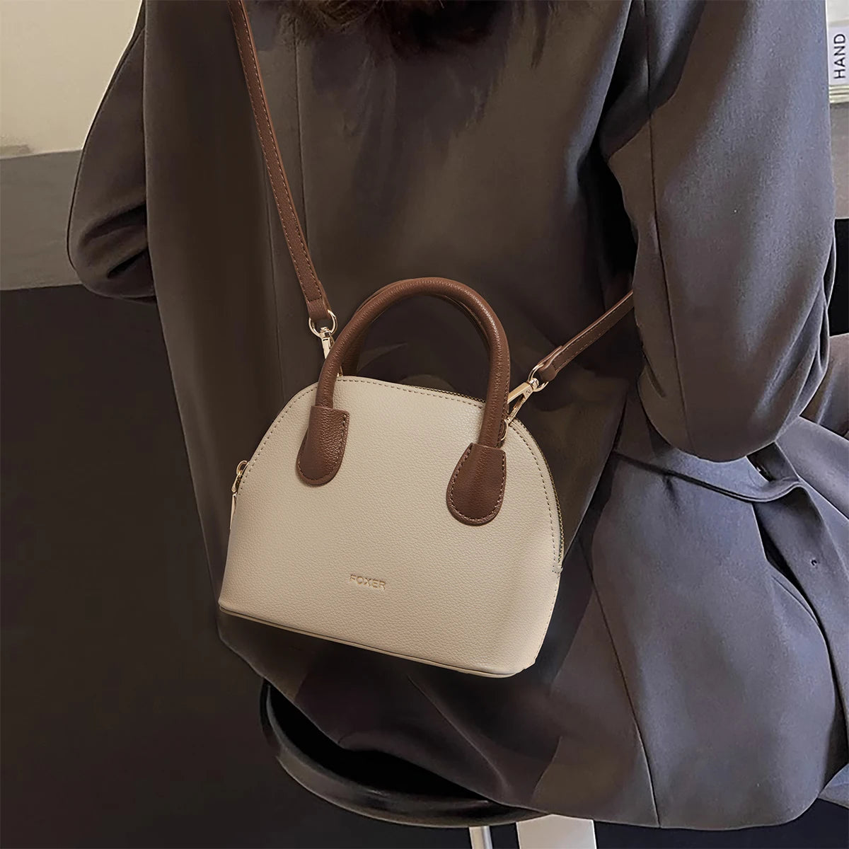 BOLSA DE OMBRO FEMININA FOXER MODELO MARCELLINE TREILLIS