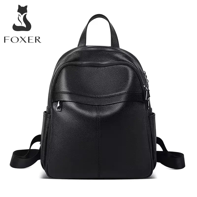 FOXER Women's Split Leather Multi-Function Backpack Lady Vintage Phone Pouch Pack Female School Bags High Quality Travel Bagpack