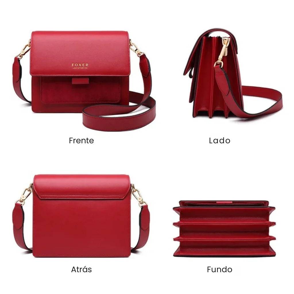 Bolsa Feminina Transversal Foxer Feita em couro Legítimo Modelo SolphRed