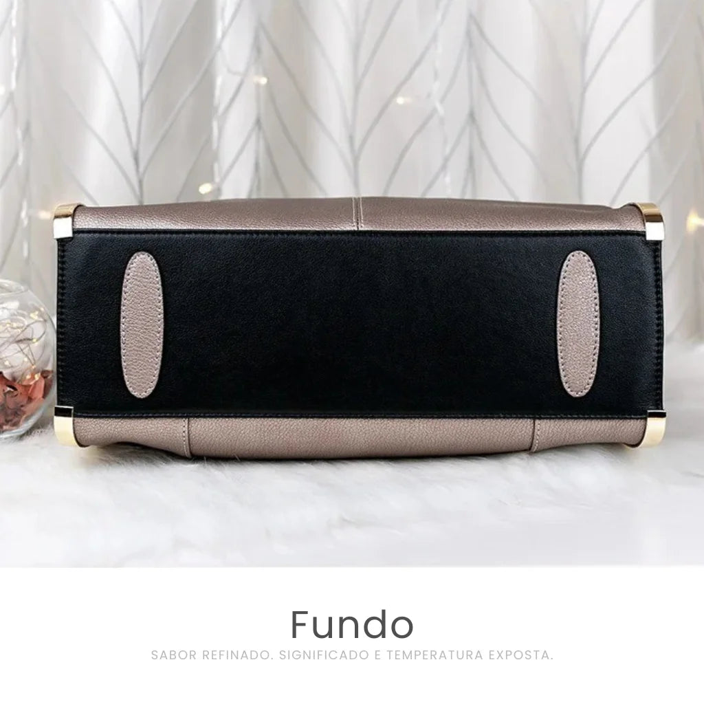 BOLSA FEMININA EM COURO LEGÍTIMO FOXER MODELO VELLUTO BEIGE