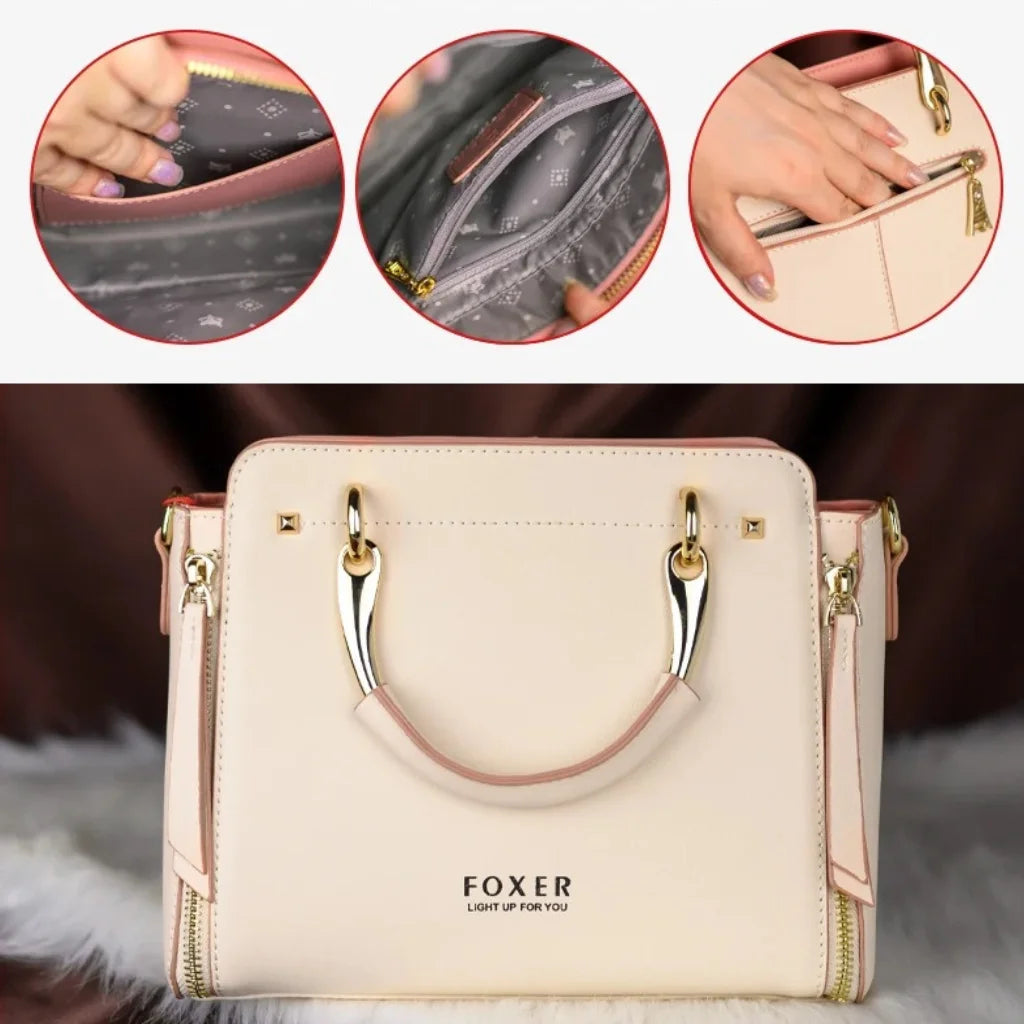 BOLSA FEMIINA EM COURO FOXER MODELO PRESTIGE CABAS WHAIT