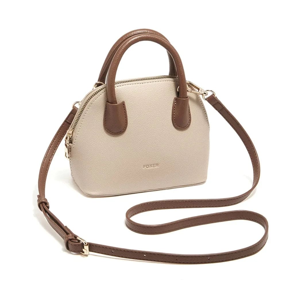 BOLSA FEMININA DE OMBRO FOXER FEITA EM COURO GENUÍNO MODELO AMÉLIE BEIGE