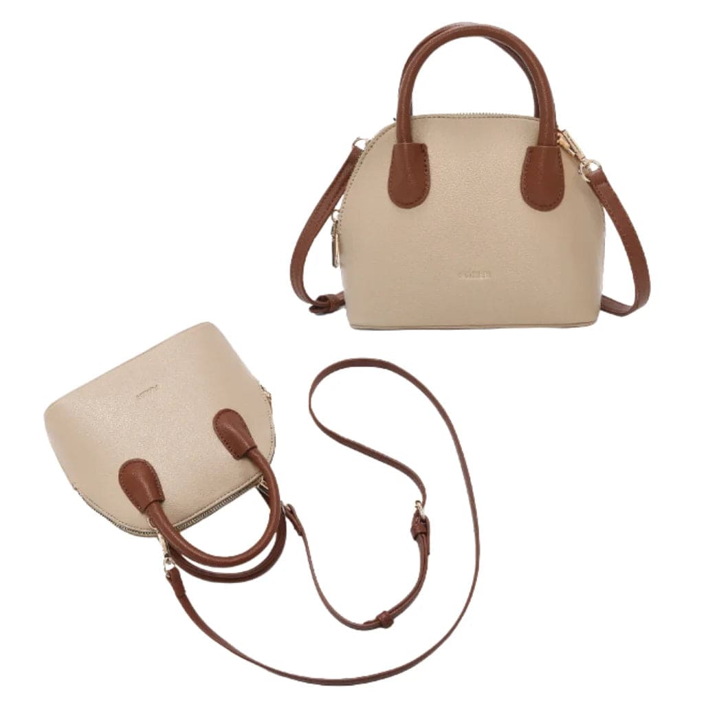 BOLSA FEMININA DE OMBRO FOXER FEITA EM COURO GENUÍNO MODELO AMÉLIE BEIGE