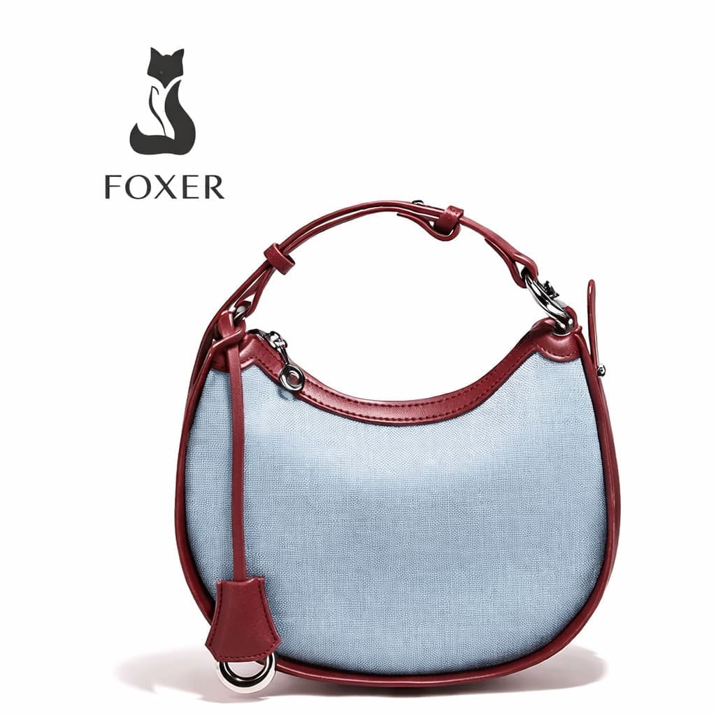 BOLSA FEMININA FOXER FEITA EM JEANS COM DETALHES EM COURO MODELO JEANS LUXE