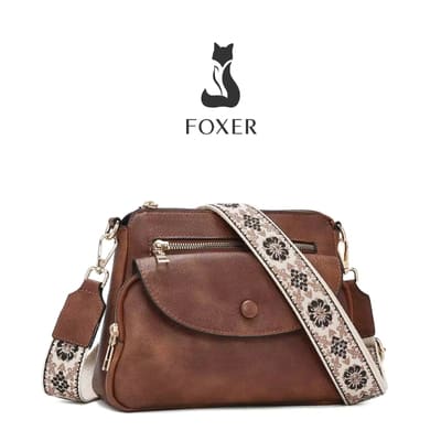 BOLSA FEMININA TRANSVERSAL FOXER FEIRA EM COURO REFINADO  MODELO MONTREL