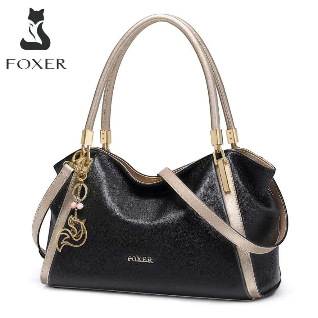 BOLSA FEMININA FOXER FEITA EM COURO GENUÍNO – MODELO ESSÉNNE BLACK