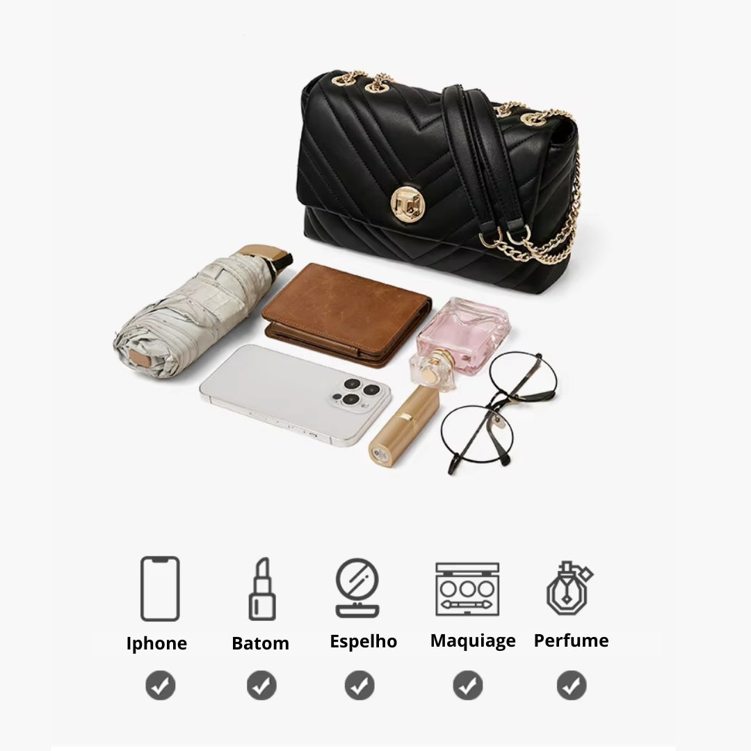 BOLSA FEMININA FOXER FEITA EM COURO GENUÍNO MODELO  CAMILLE PRESTIGE BLACK