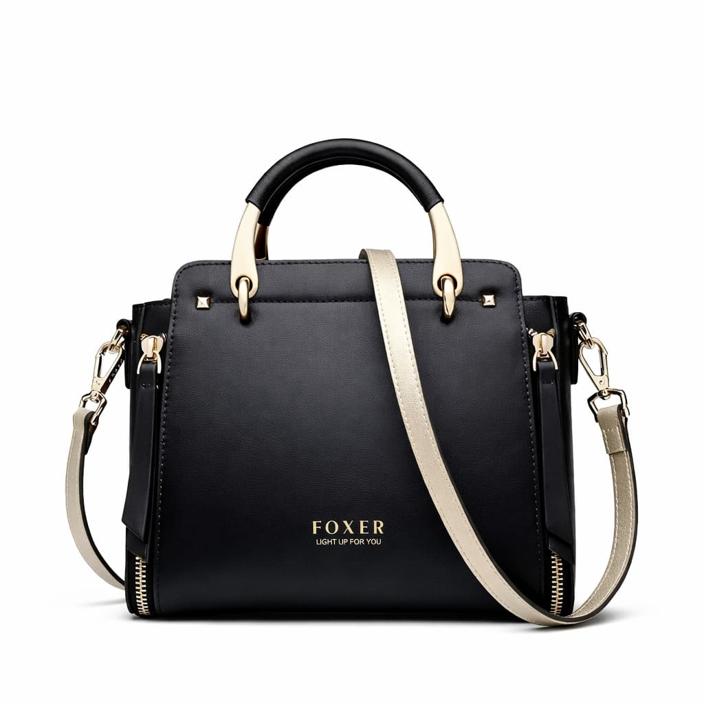BOLSA FEMIINA EM COURO FOXER MODELO PRESTIGE CABAS BLACK